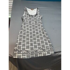 Tory Burch Dress Mini Shift Black/White Geometric/Logo 12